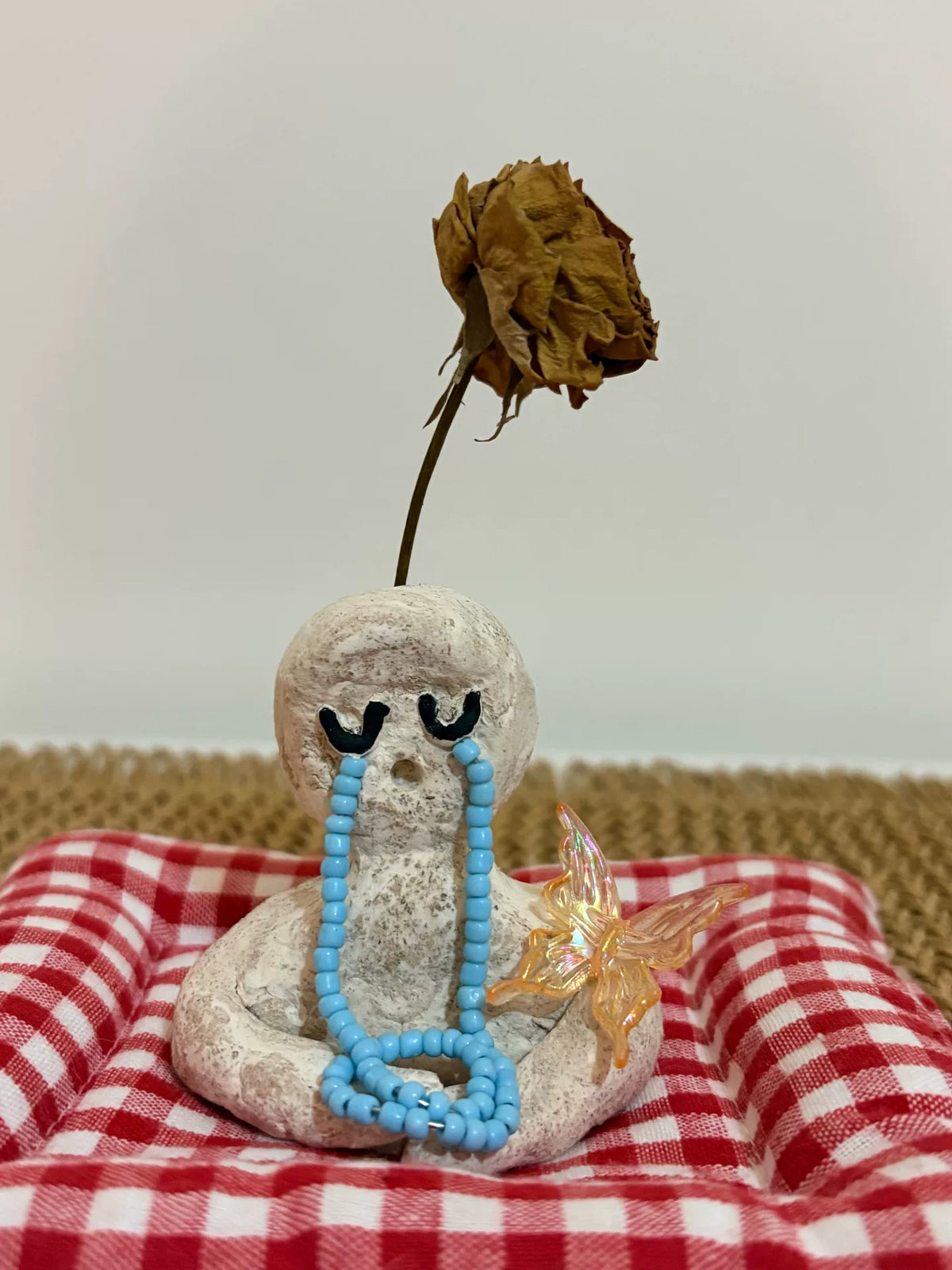 Handmade Stone Clay Crying Figurine Incense Holder