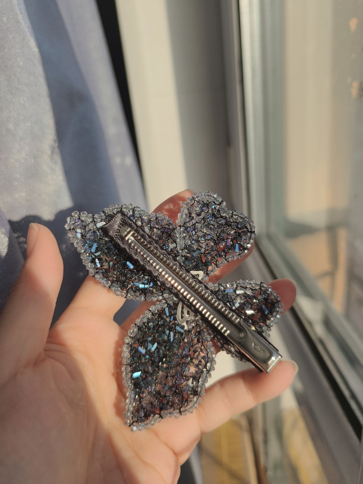Iridescent Beaded Butterfly Hair Clip