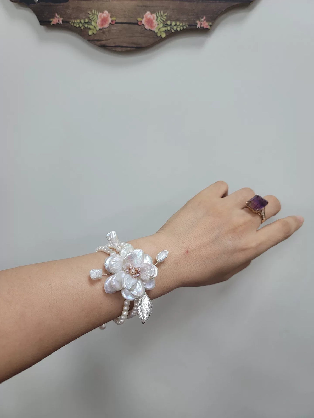 Three Layer Pearl Flower Bracelet