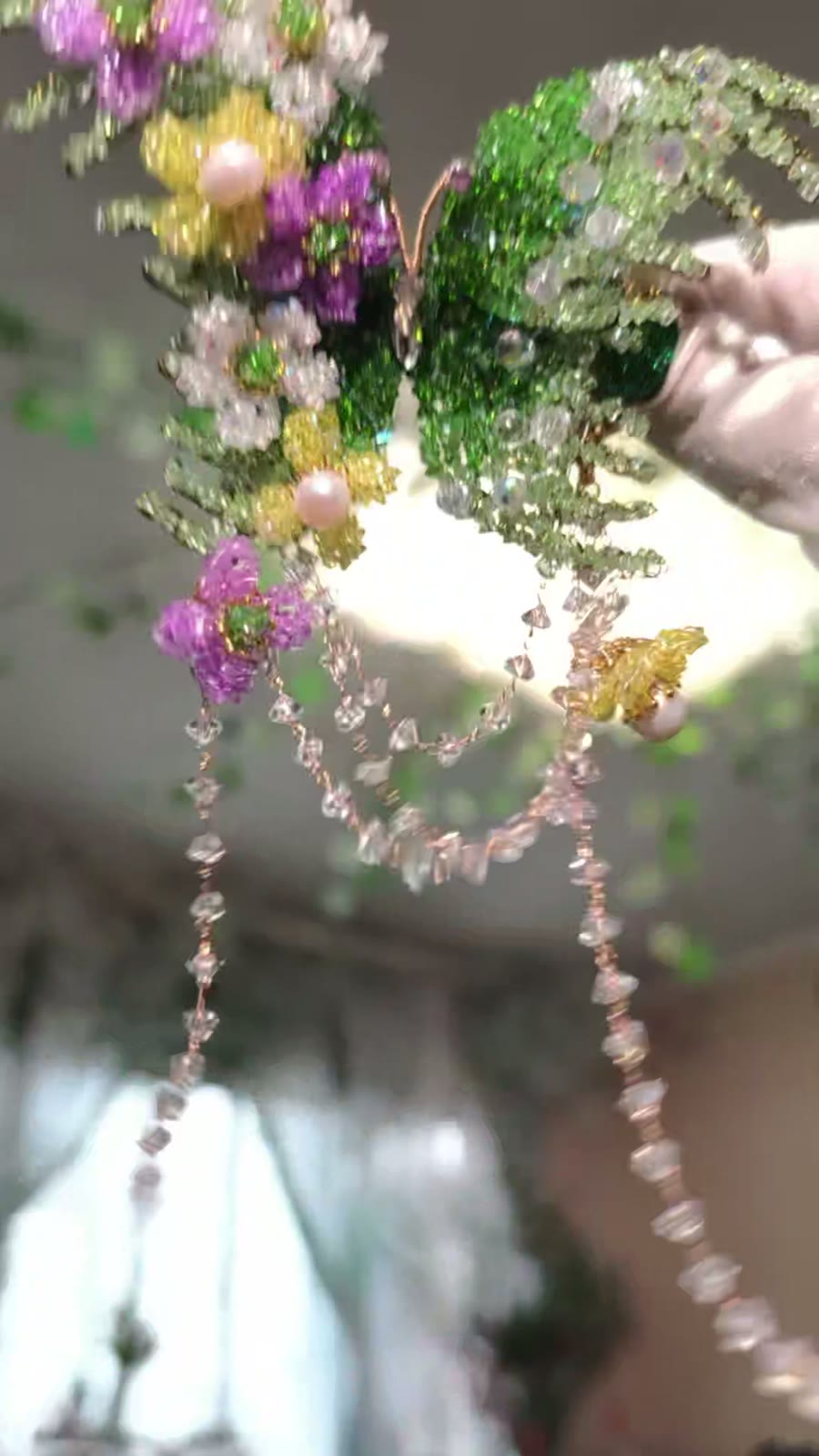 Handcrafted Crystal Leaf Hair Accessory with Pearl Flowers