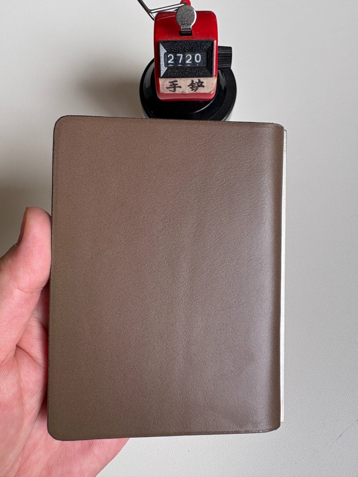 Handmade Leather Ring Binder Khaki Gray M5