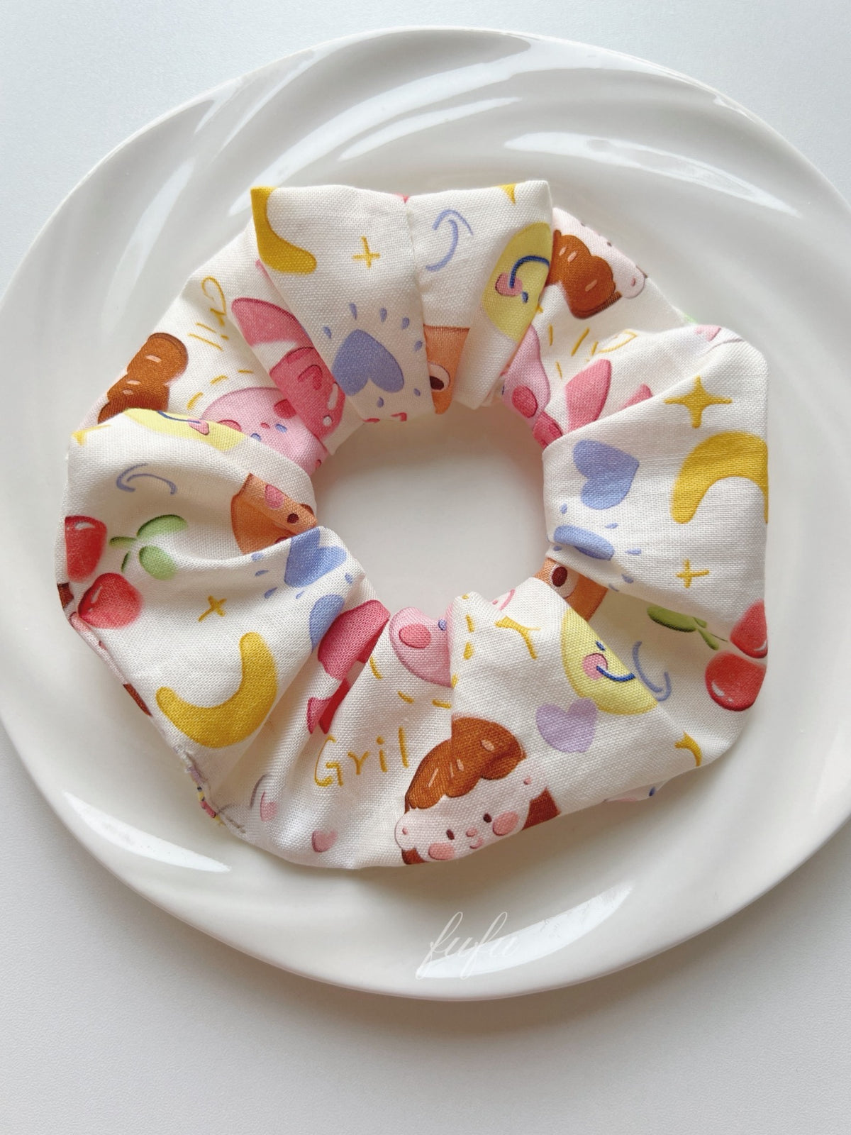 Handmade Cartoon Print Fabric Hair Scrunchie