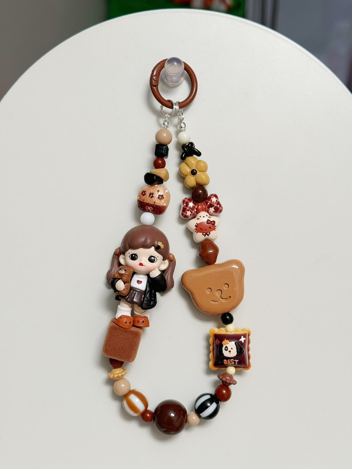 Beaded Doll Phone Strap Bag Charm Keychain