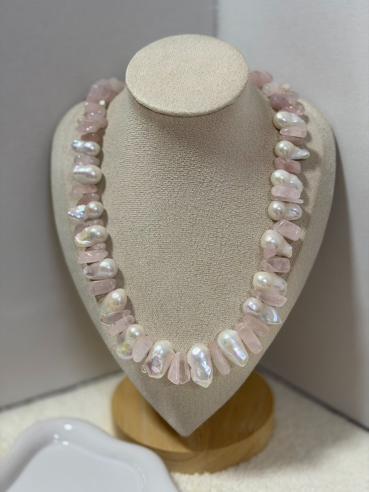 Freshwater Baroque Pearl Rose Quartz Necklace