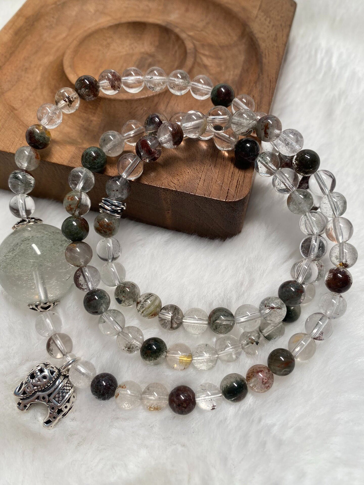 Natural Phantom Quartz Triple Wrap Bracelet