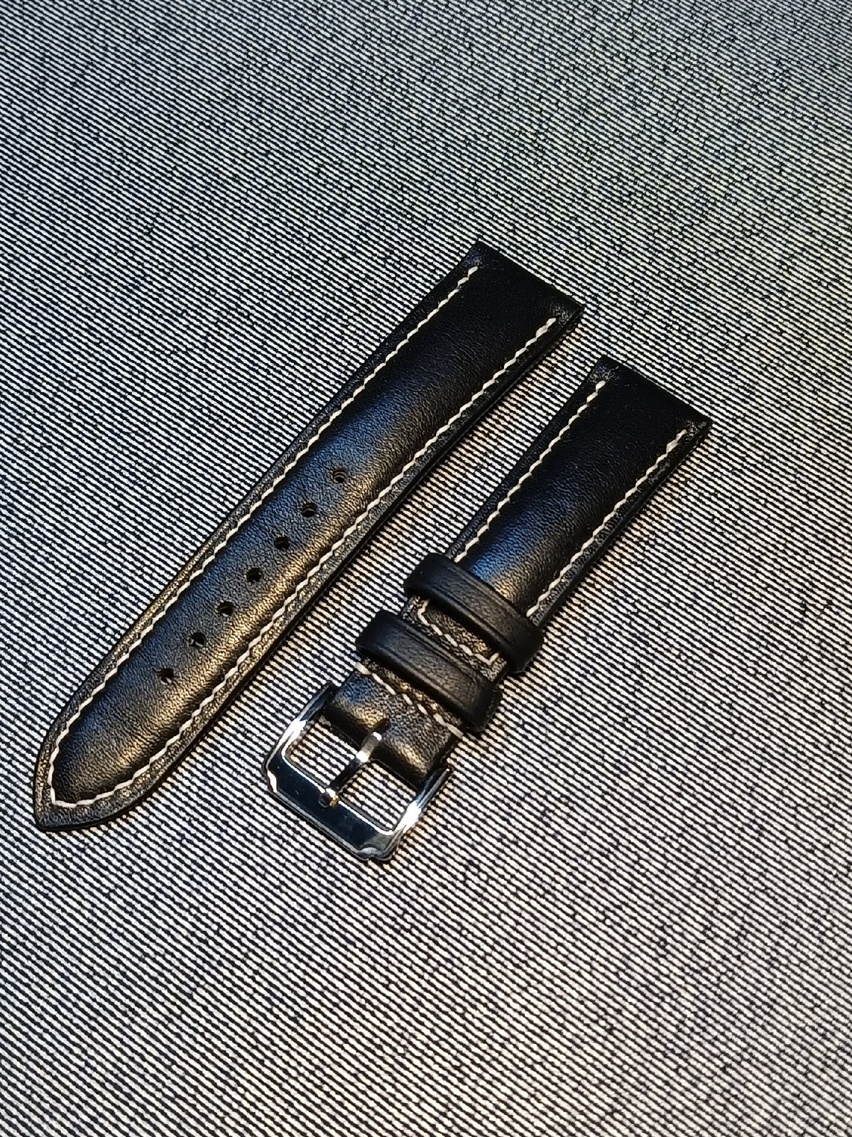 Black Leather Watch Strap 21mm to 18mm