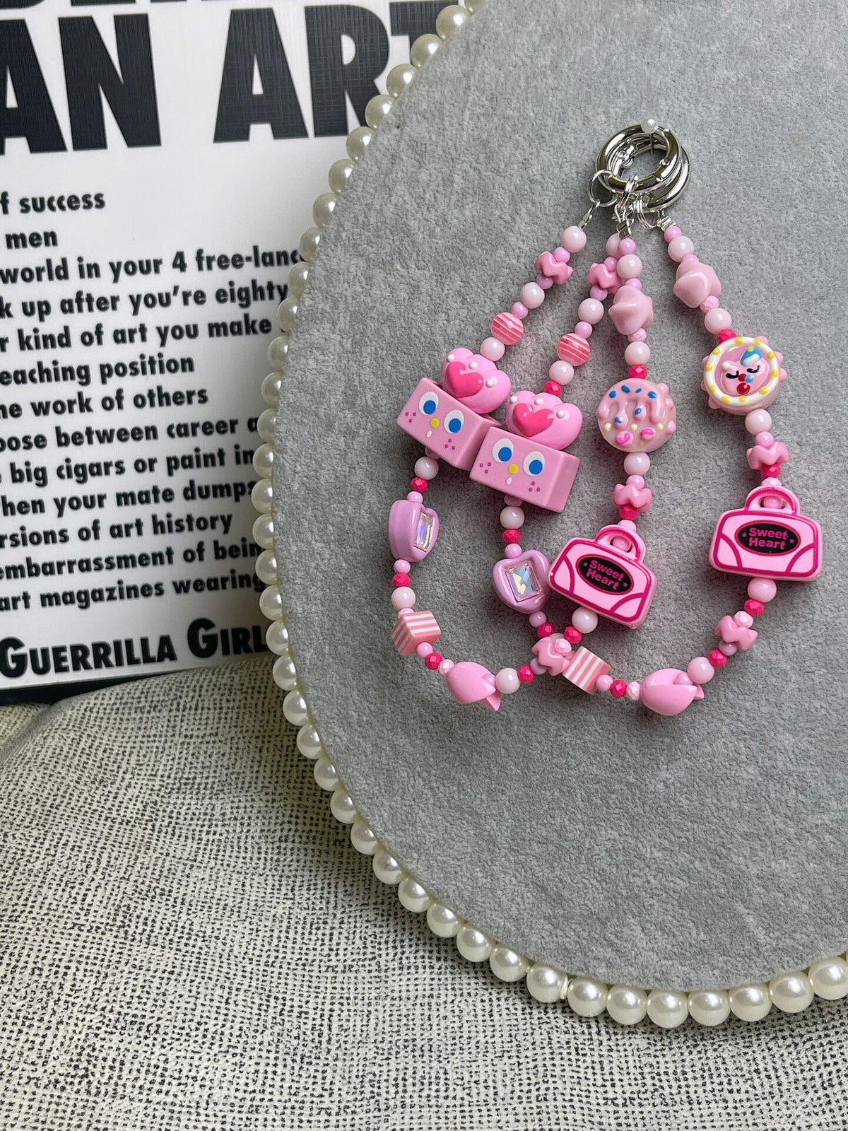 Conjunto DIY Acessório de Telemóvel Coração Rosa