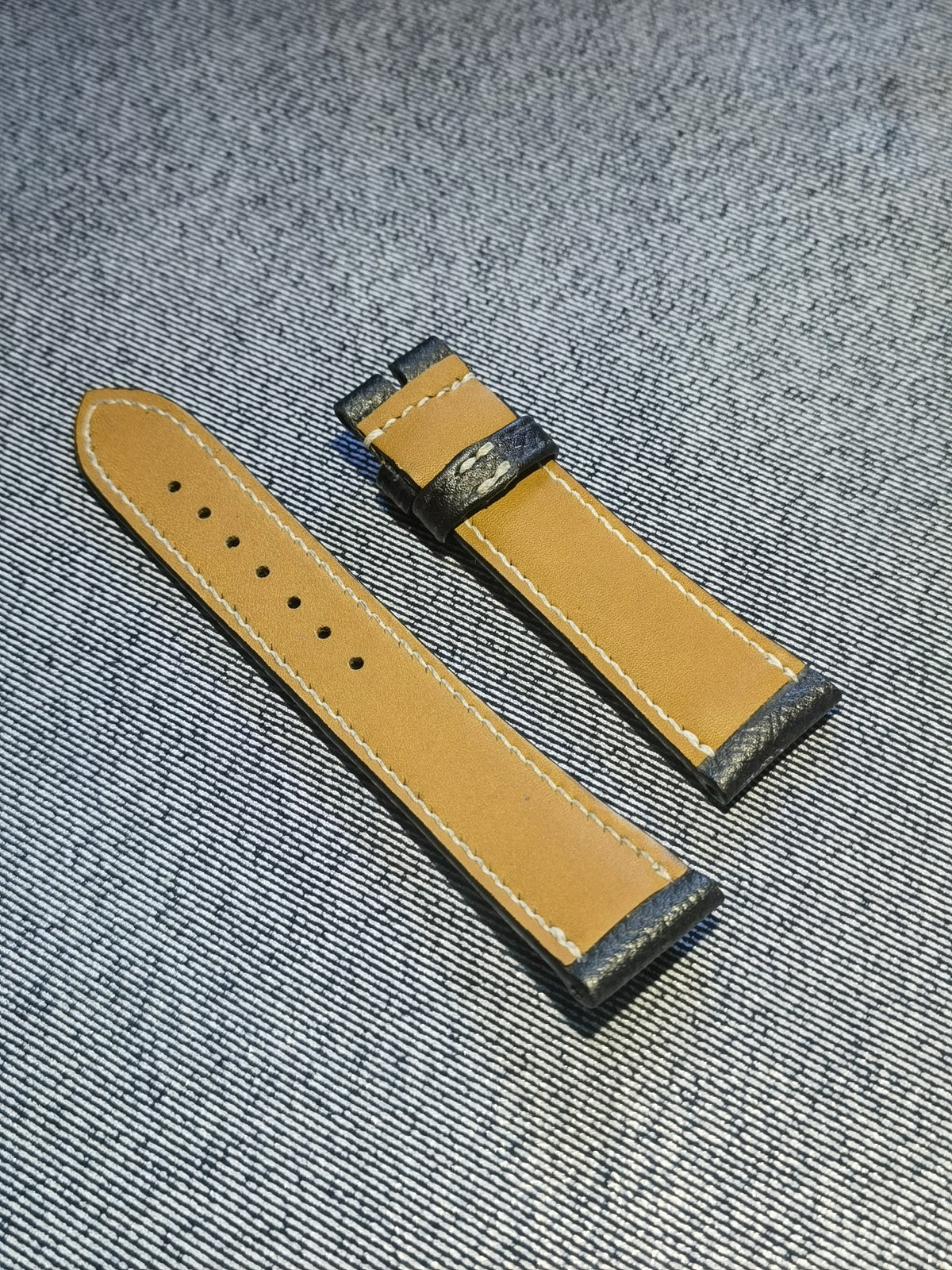 Black Palm Grain Leather Watch Strap