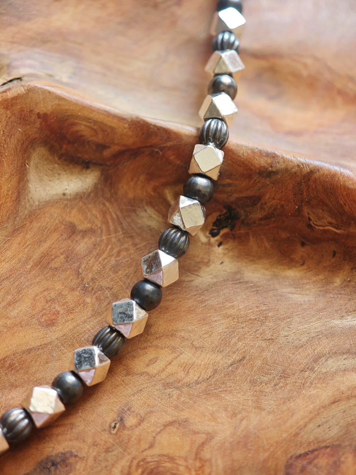 4mm Solid Silver Bead Bracelet Oxidized