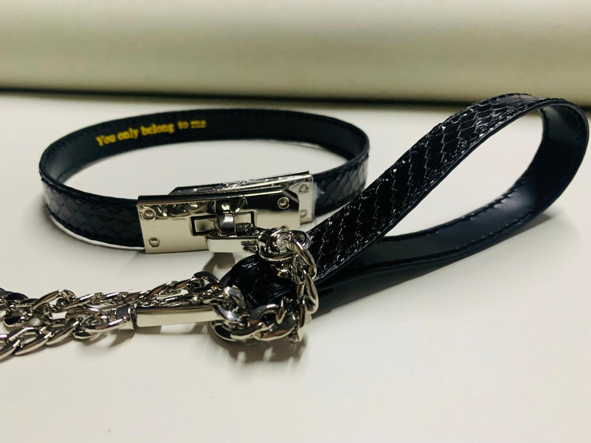 Black Snake Leather Cowhide Choker Necklace