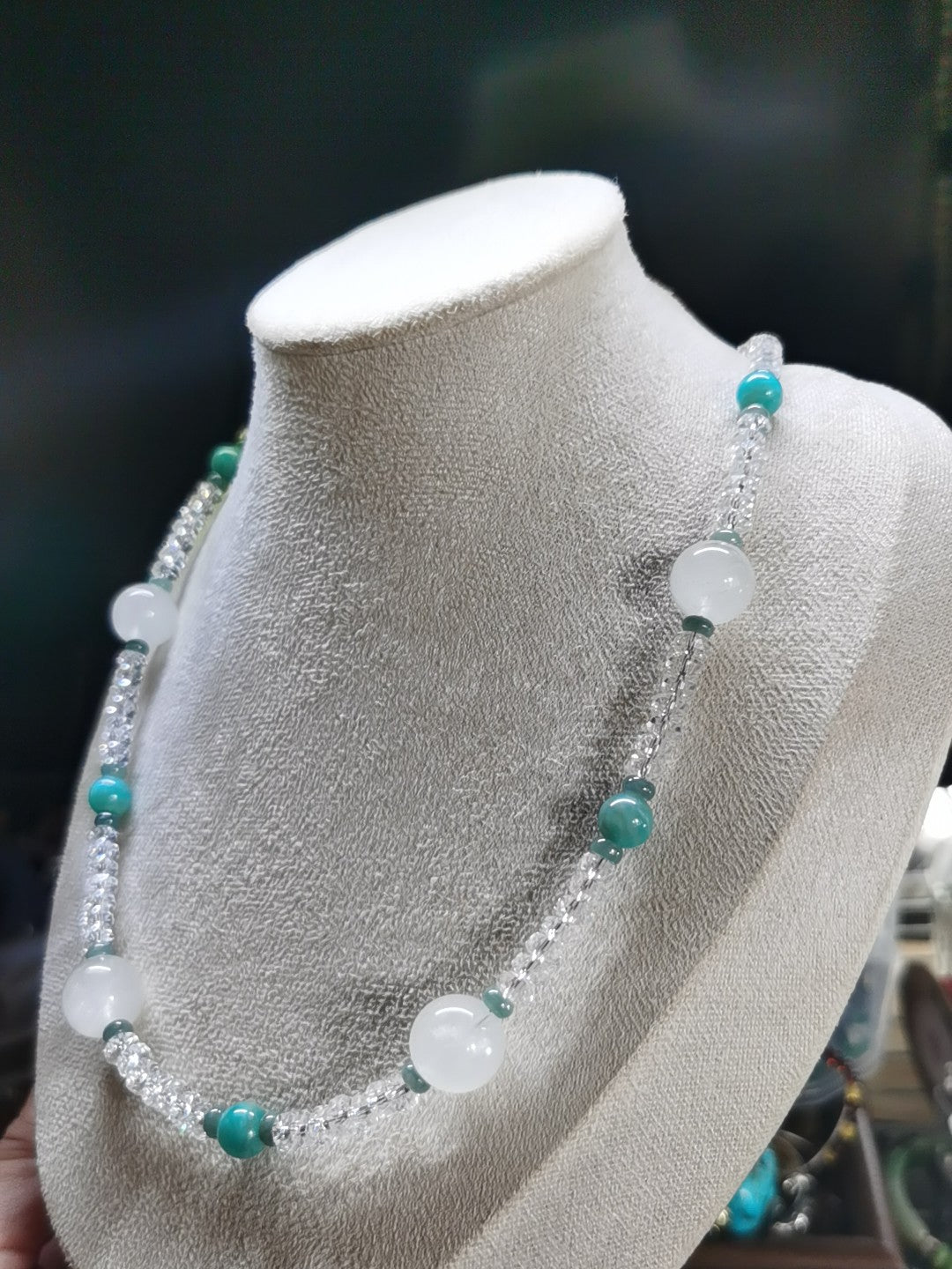 Natural White Crystal Amazonite Necklace