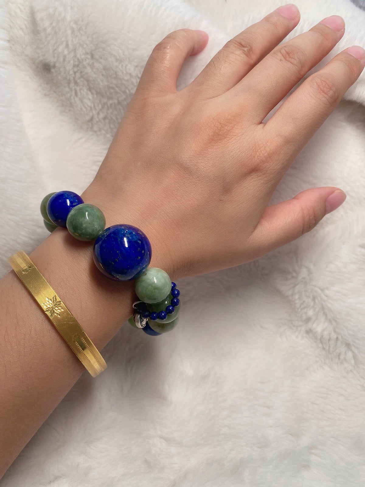 Lapis Lazuli Aventurine Beaded Bracelet