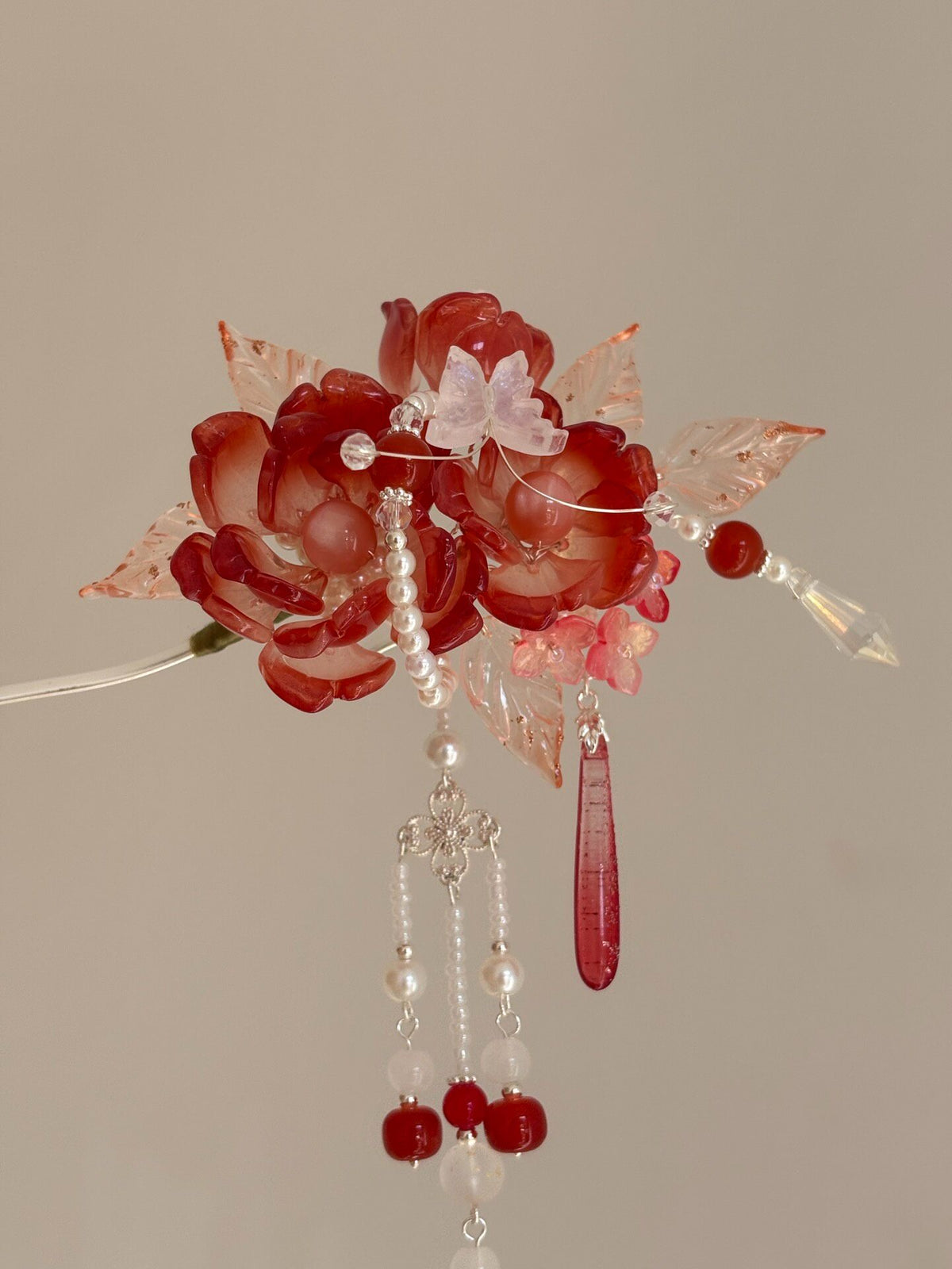 Red Liuli Tassel Buyao Hairpin