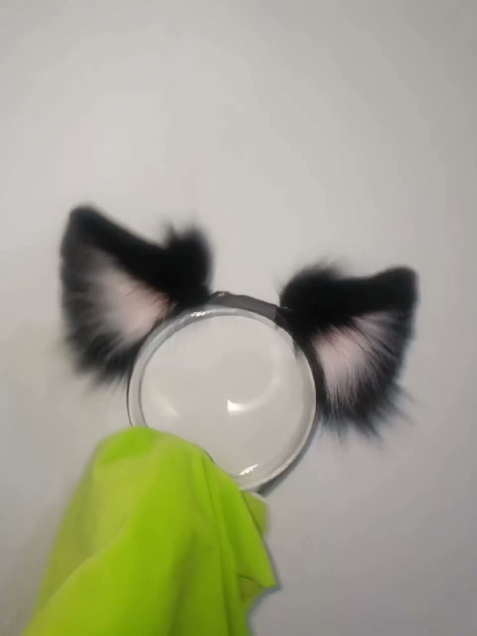 Black Faux Fur Moving Cat Ear Headband