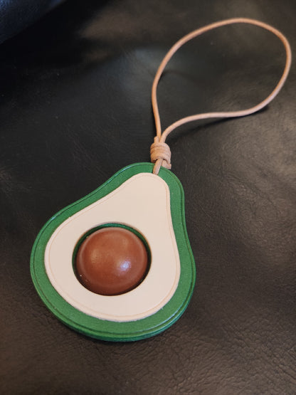 Handcrafted Vegetable-Tanned Leather Avocado Keychain with Layered Design