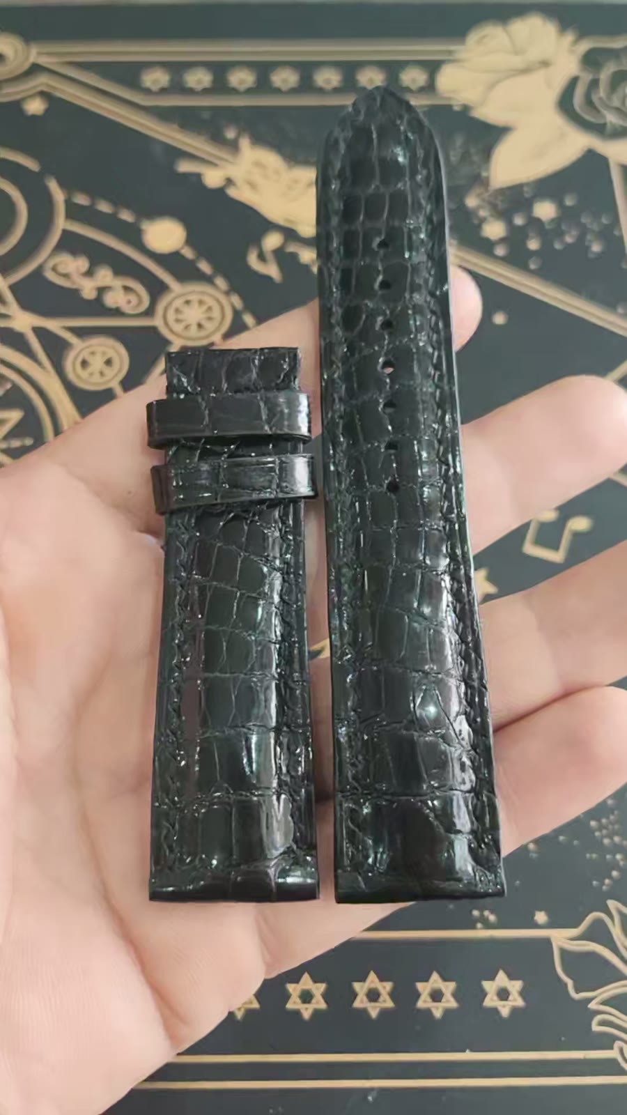Genuine Leather Watch Strap with Crocodile Texture
