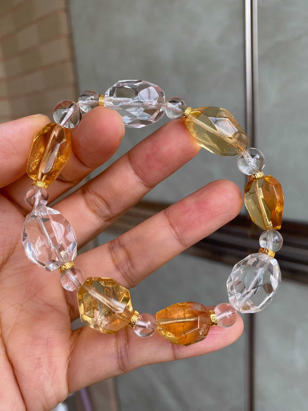 Clear Quartz Citrine Crystal Bracelet