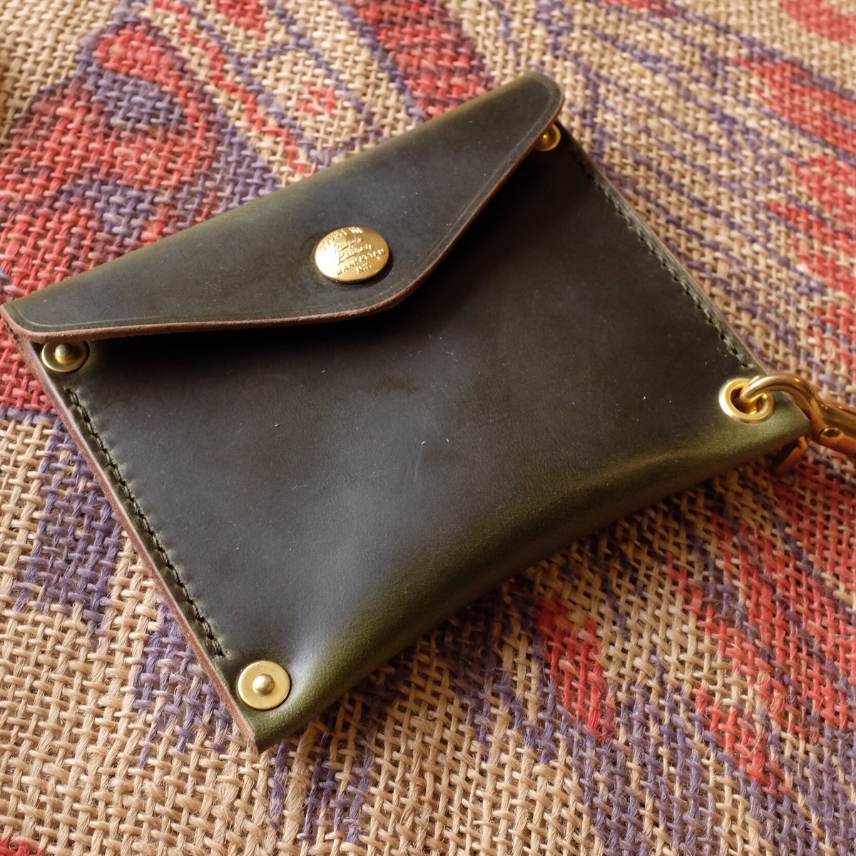 Leather Wallet with Brass Snap Closure