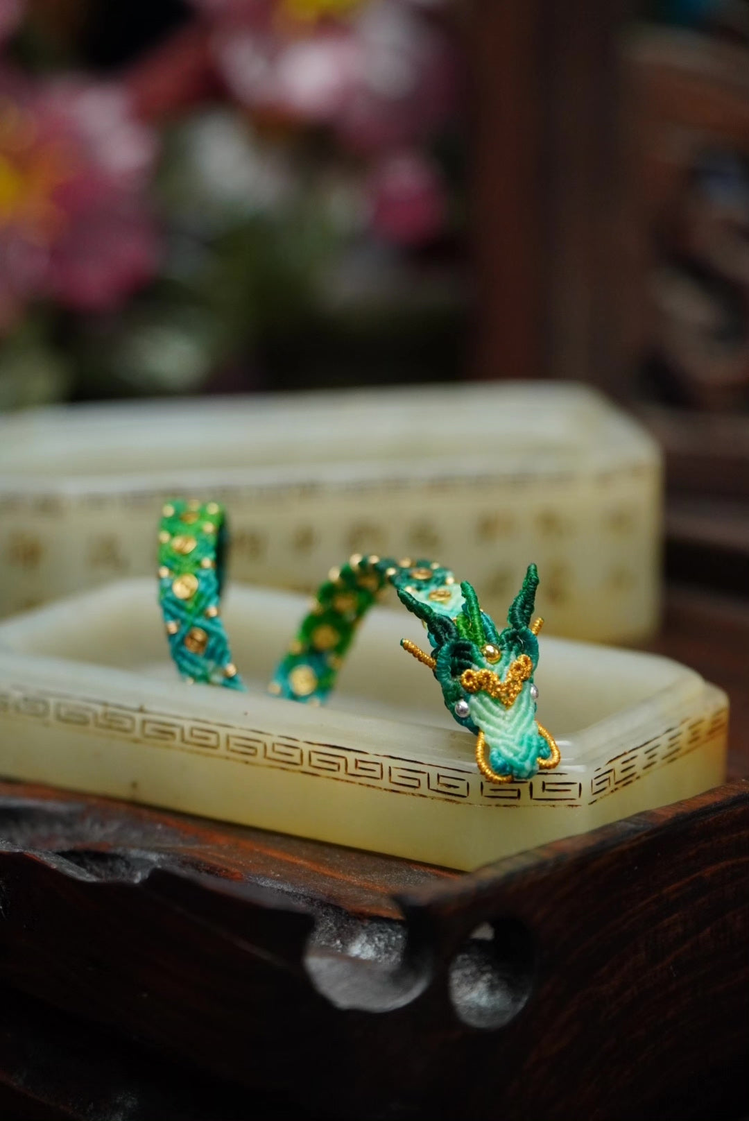 Green Dragon Head Woven Cord Bracelet