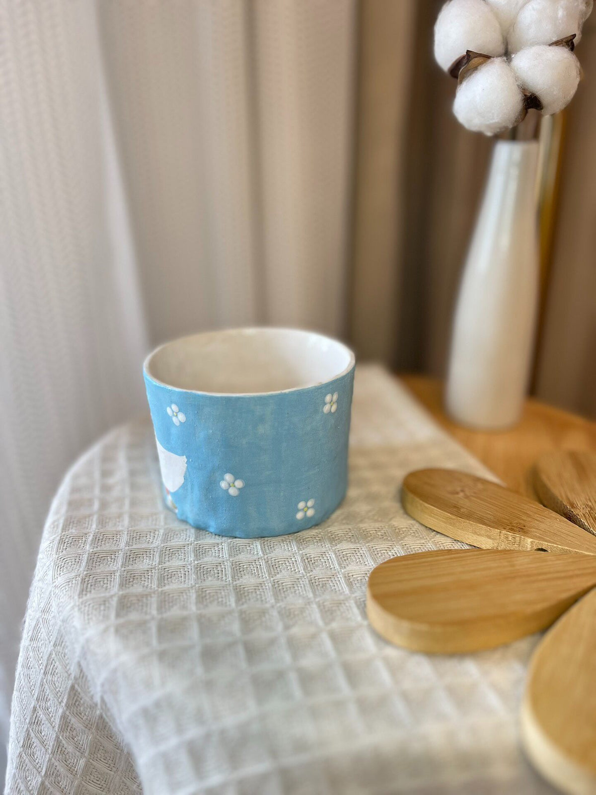Handmade White Ceramic Duck Mug 226 ml