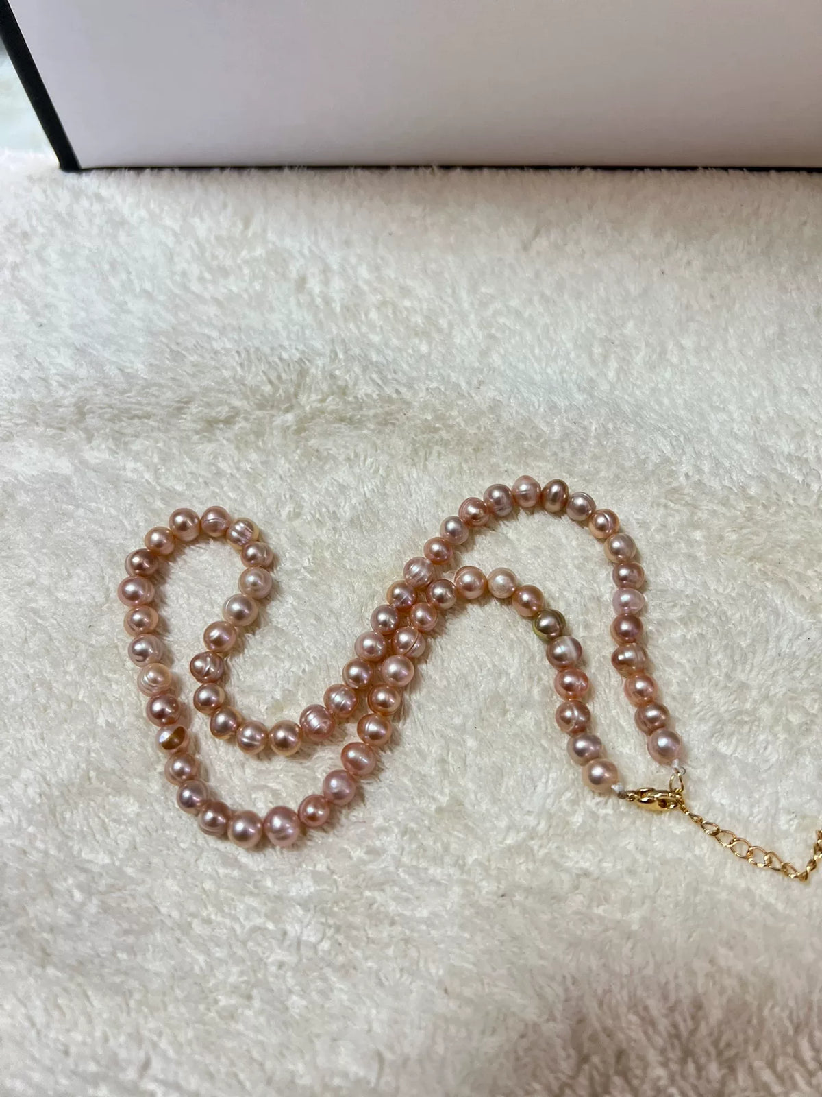 Colar de Pérolas de Água Doce Rosa 5-6mm Fecho Dourado