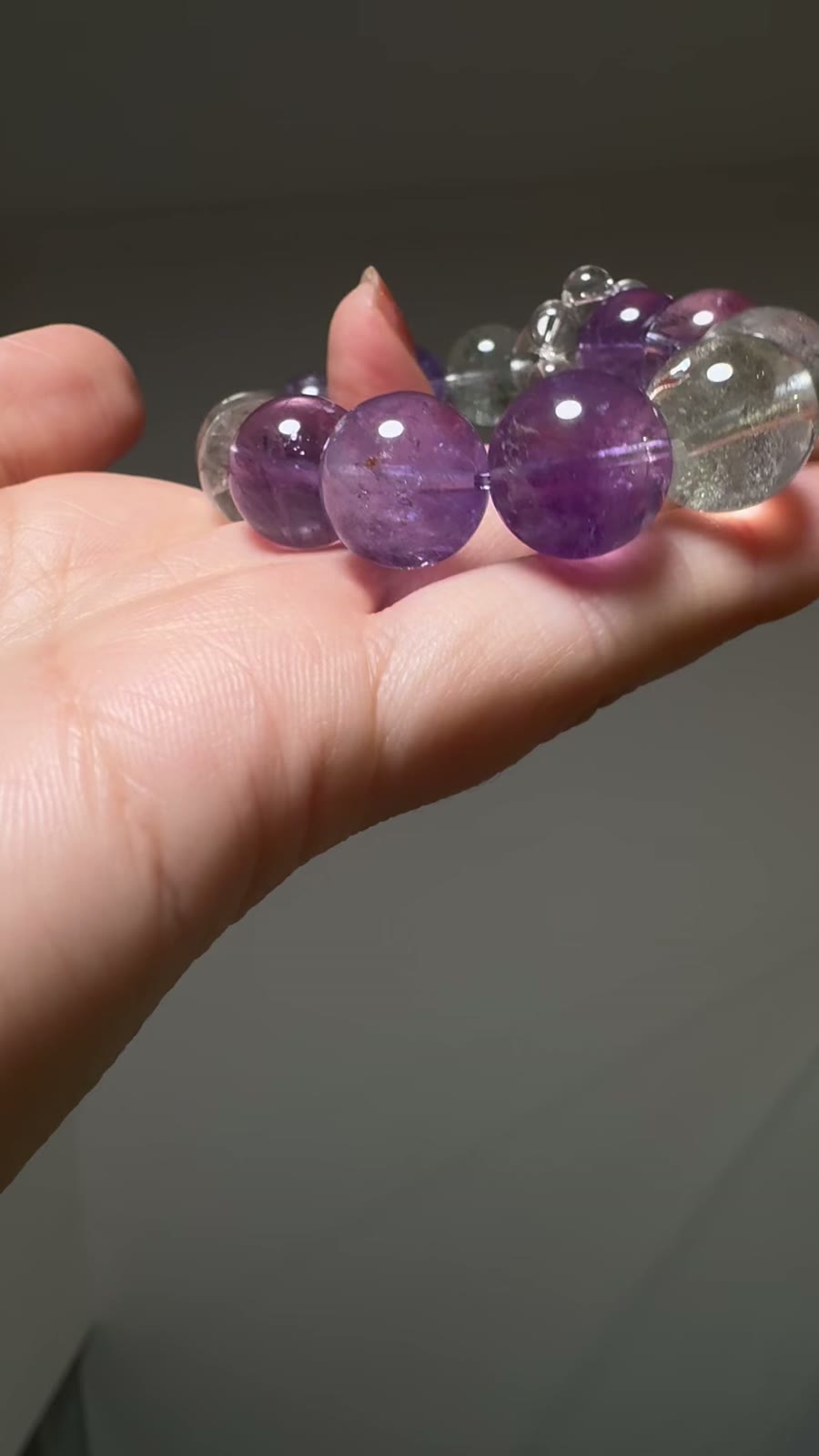 Green Phantom Quartz Amethyst Beaded Bracelet