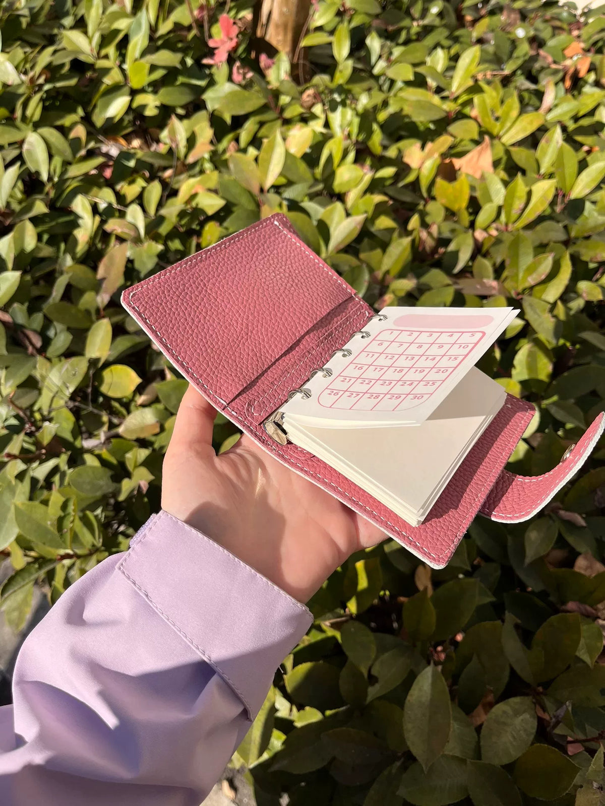 Carnet de cuir à feuilles A8 M5 cuir de vache rose