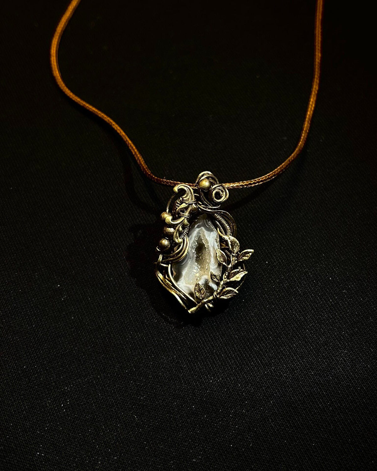 Agate Geode Pendant with Wire Wrap