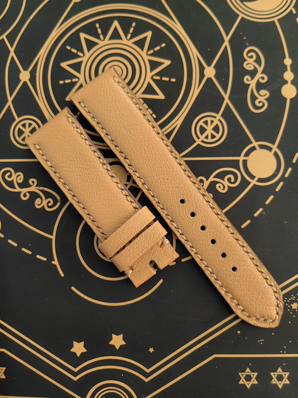Handmade Leather Watch Strap Khaki 22mm