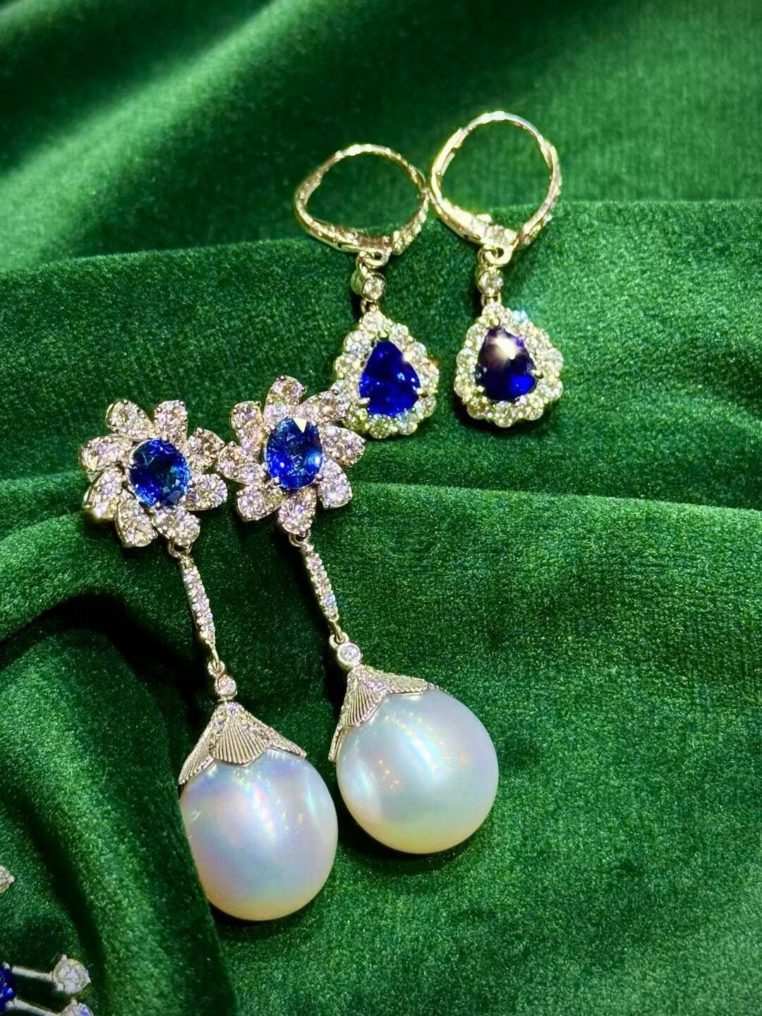 Royal Blue Gemstone & White Pearl Jewelry Collection
