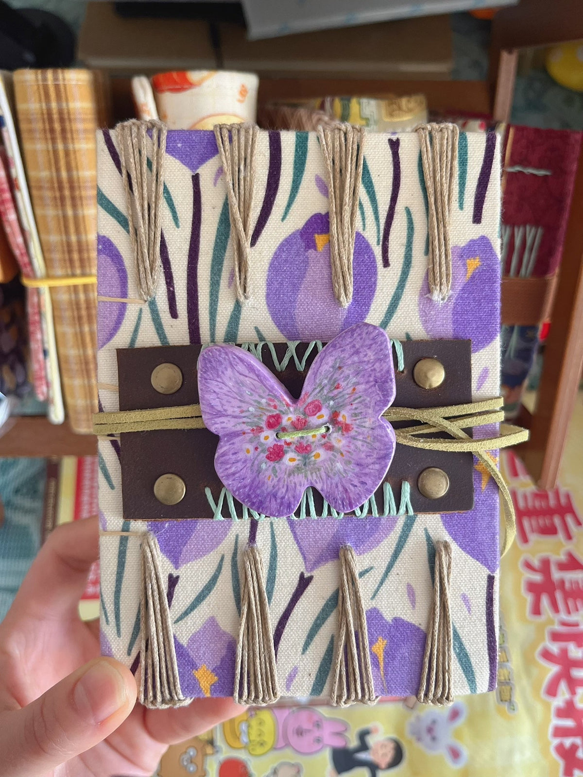 Handmade Fabric Journal with Butterfly Decor