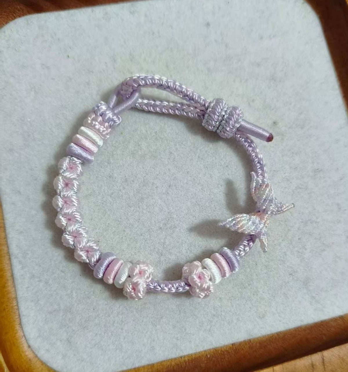Handwoven Gradient Bracelet with Butterfly Charm