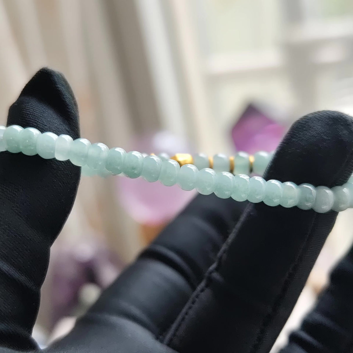 Braccialiale in Giadaite Azzurra con Perle Abacus