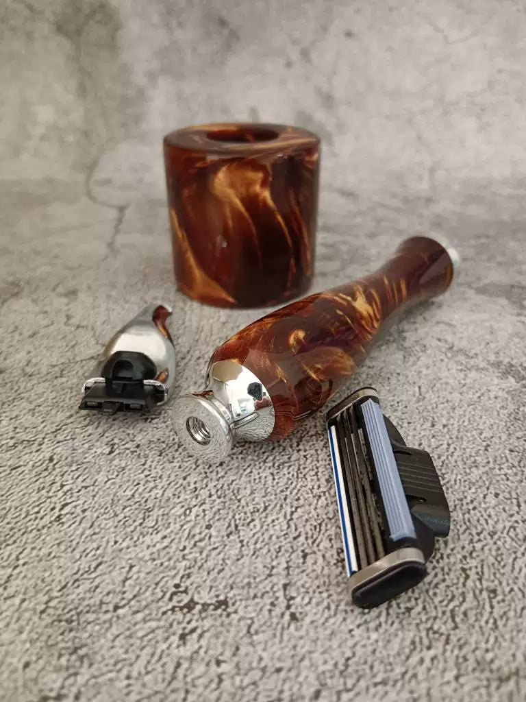 Manual Razor with Marbled Resin Handle