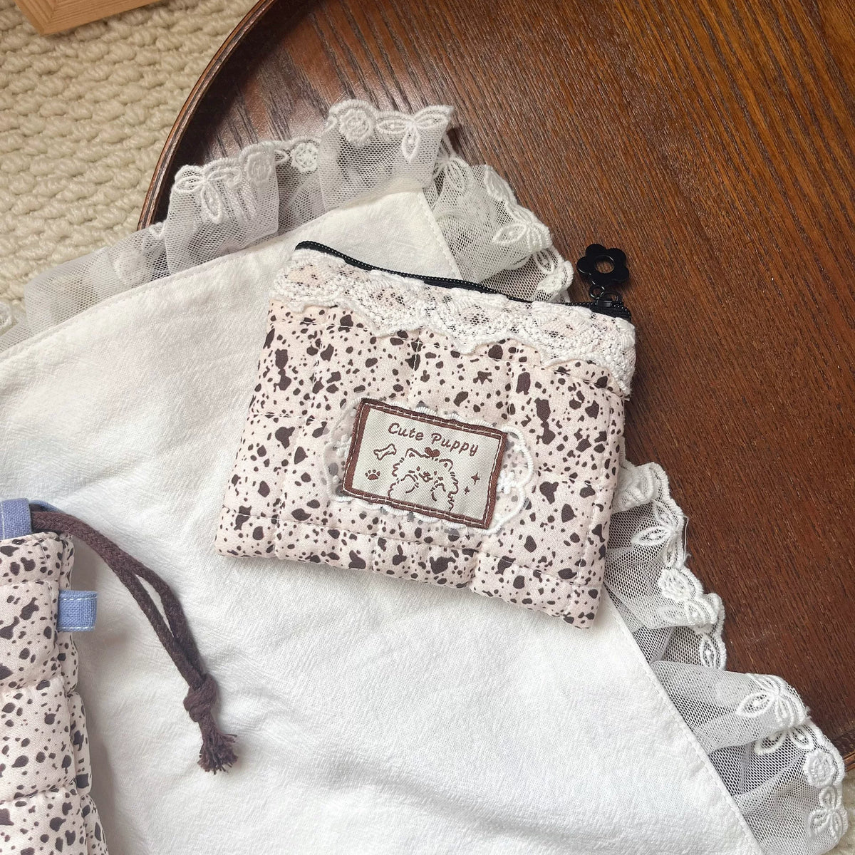 Handgjord Patchwork Kaffekoppspåse och Myntvääska