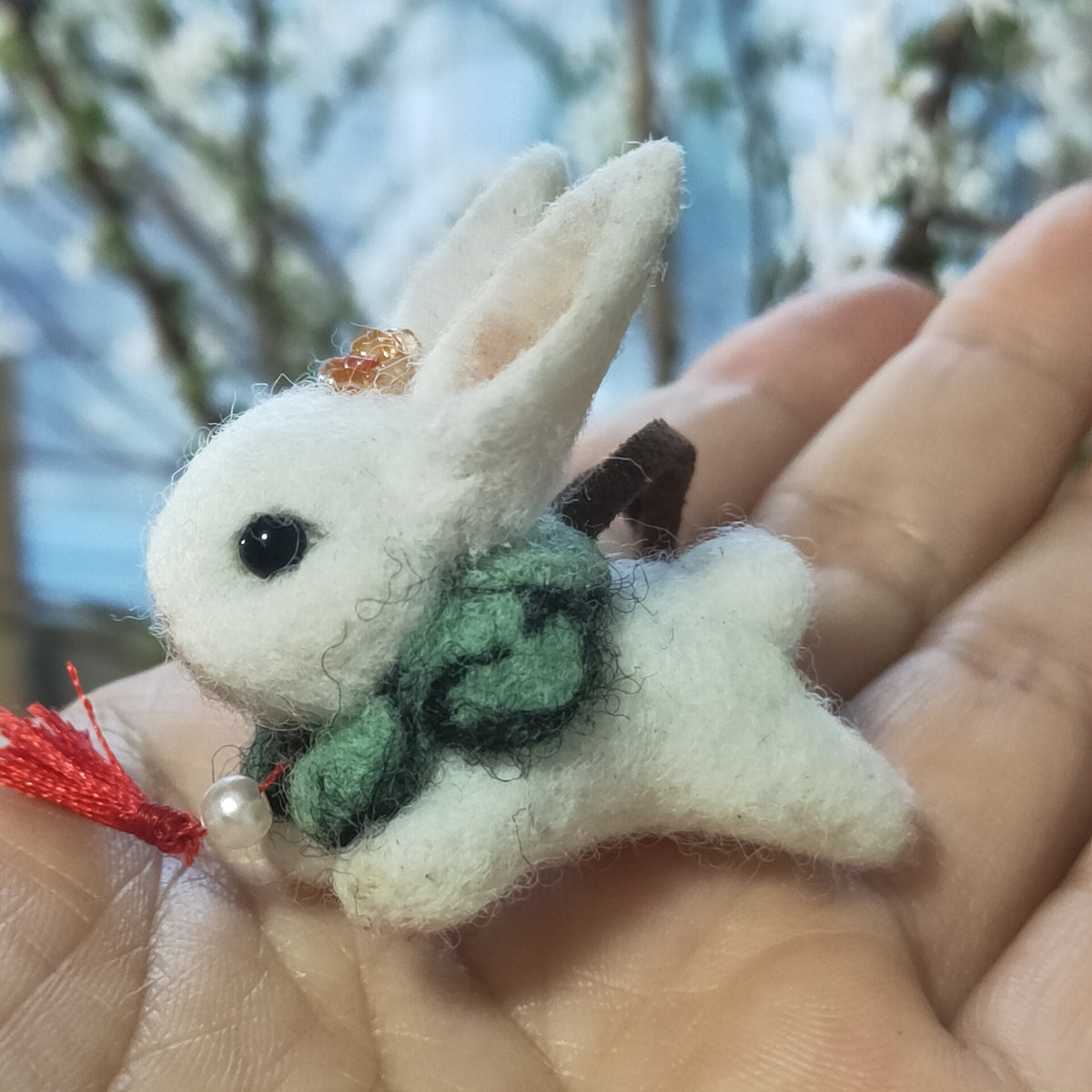 Custom Wool Felt Miniature Rabbit Figurine