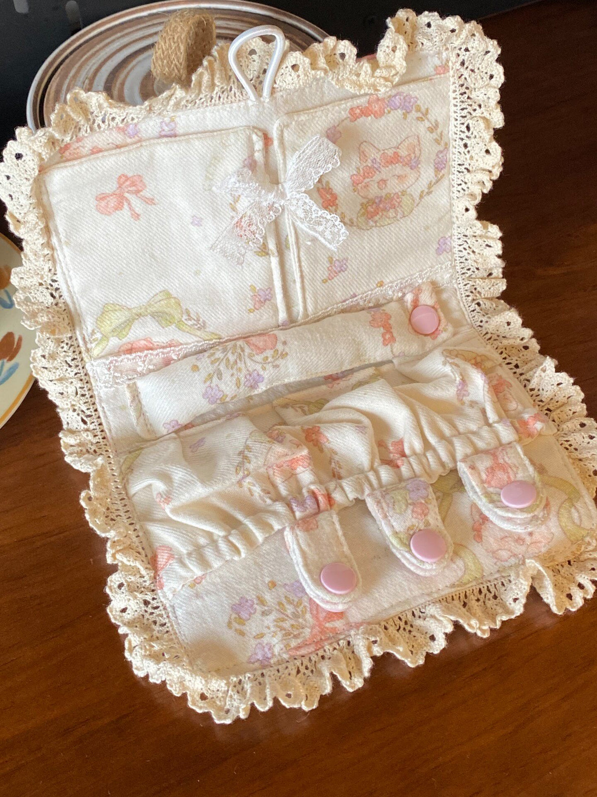 Handmade Jewelry Pouch Pink Princess Ruffle
