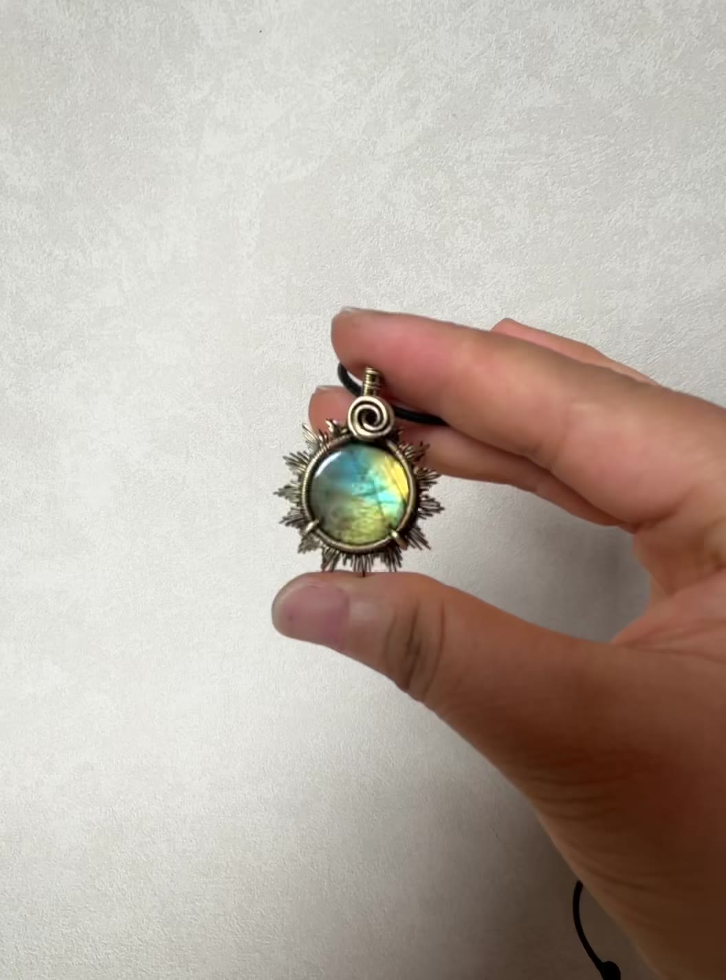 Labradorite Sun Wire Wrap Necklace