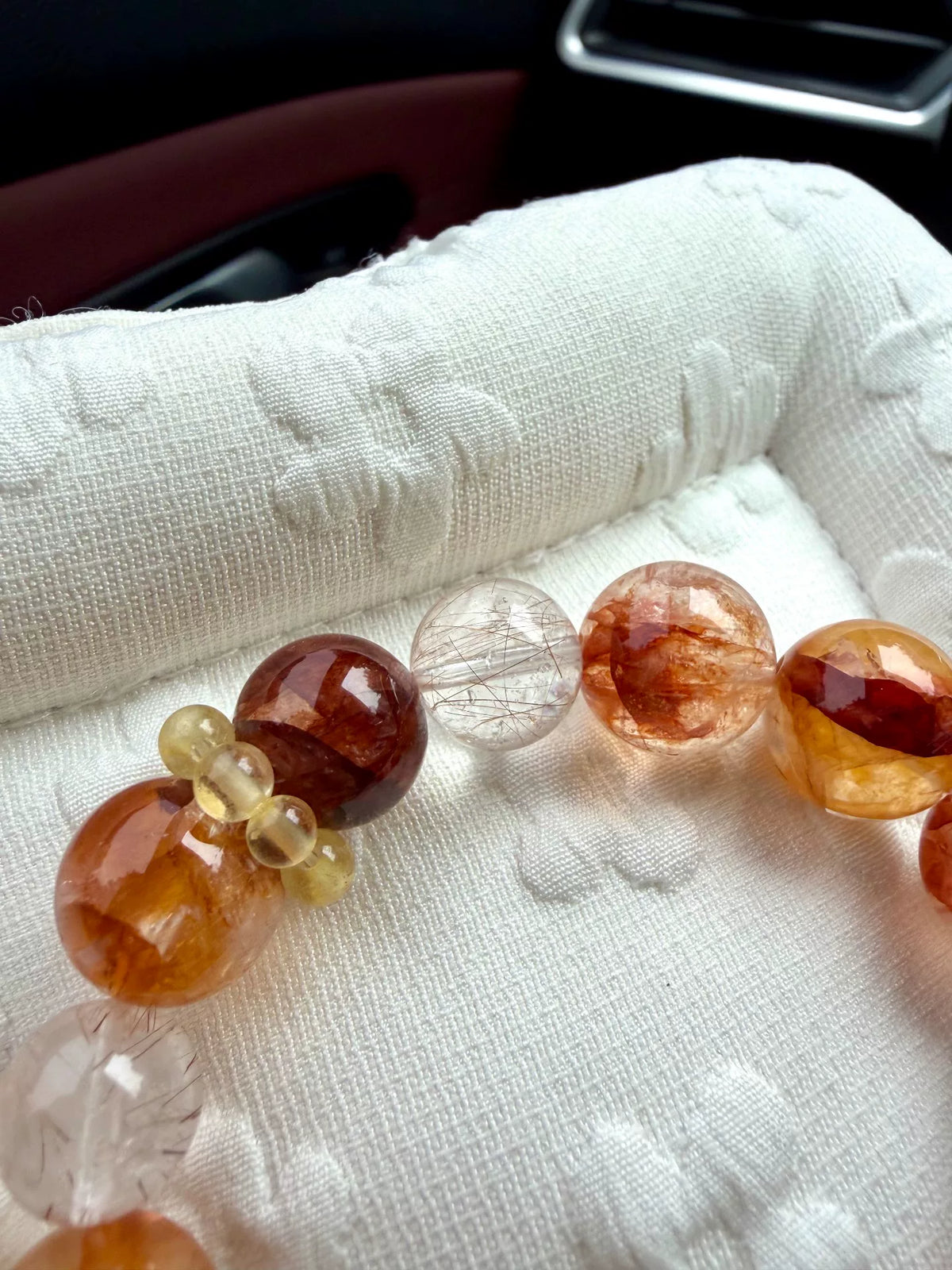 Bracelet en perles de quartz fantôme naturel