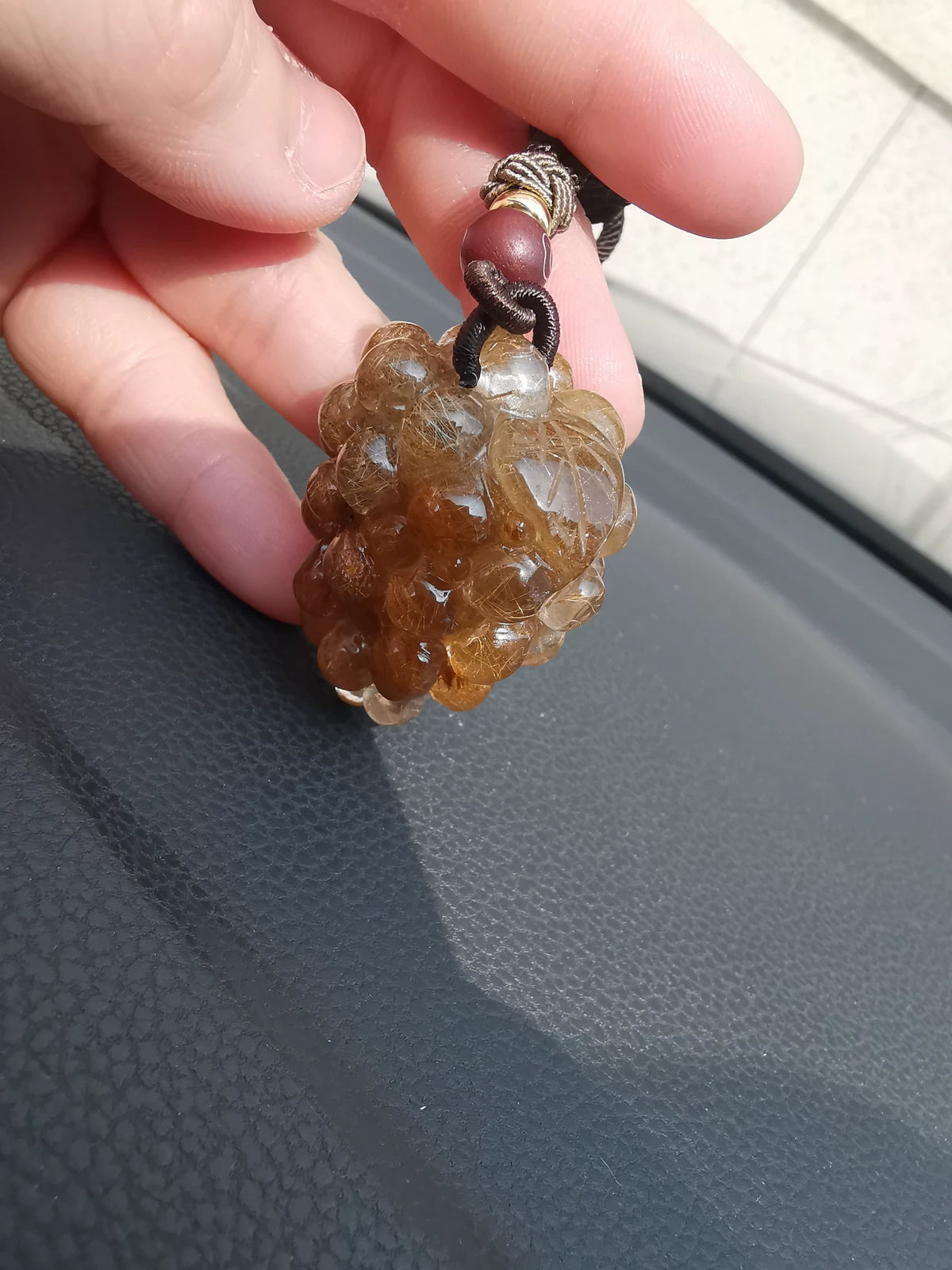Rutilated Quartz Grape Pendant Necklace