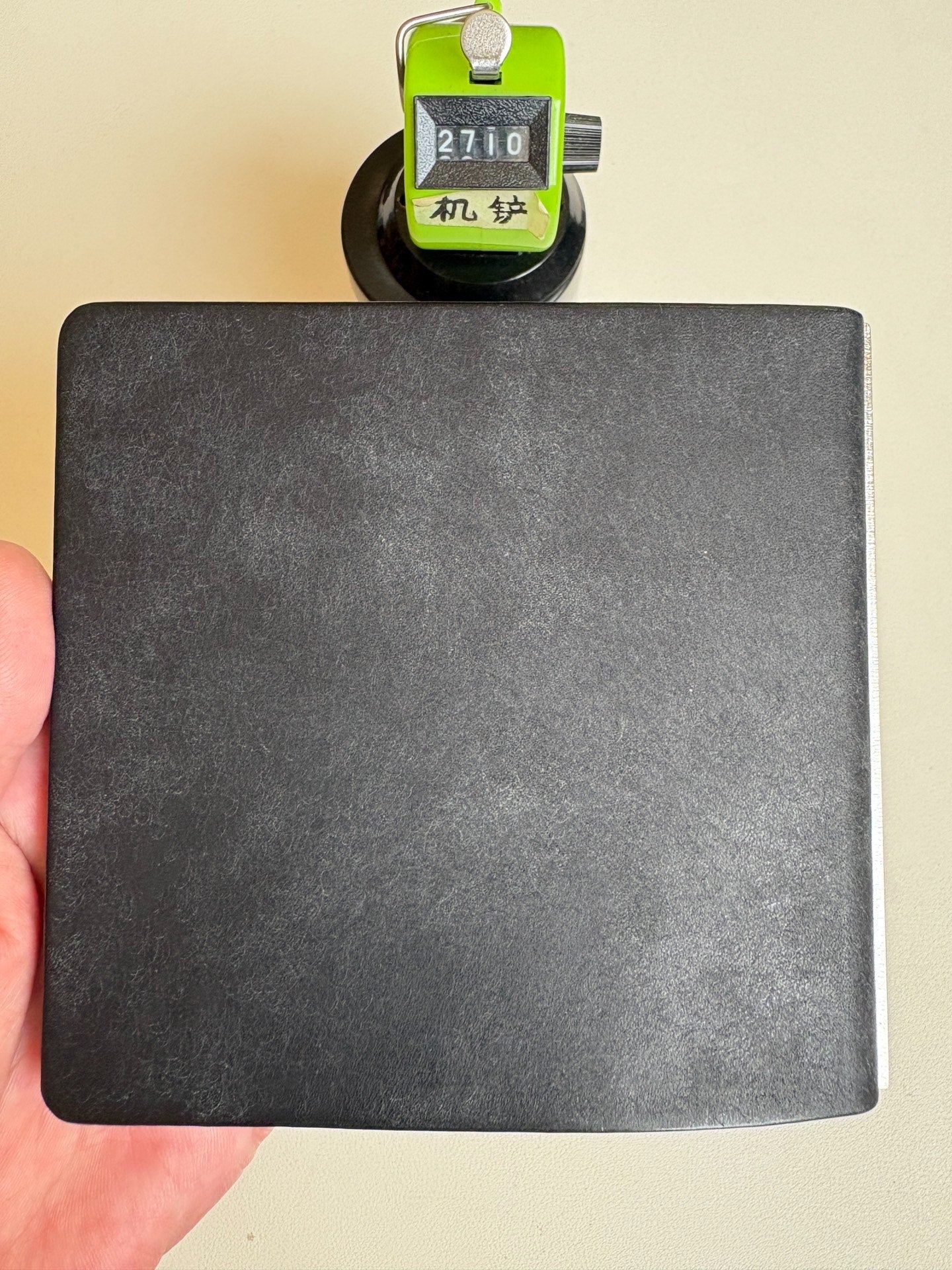 Black Leather Square Loose-Leaf Notebook with Silver Ring Binding