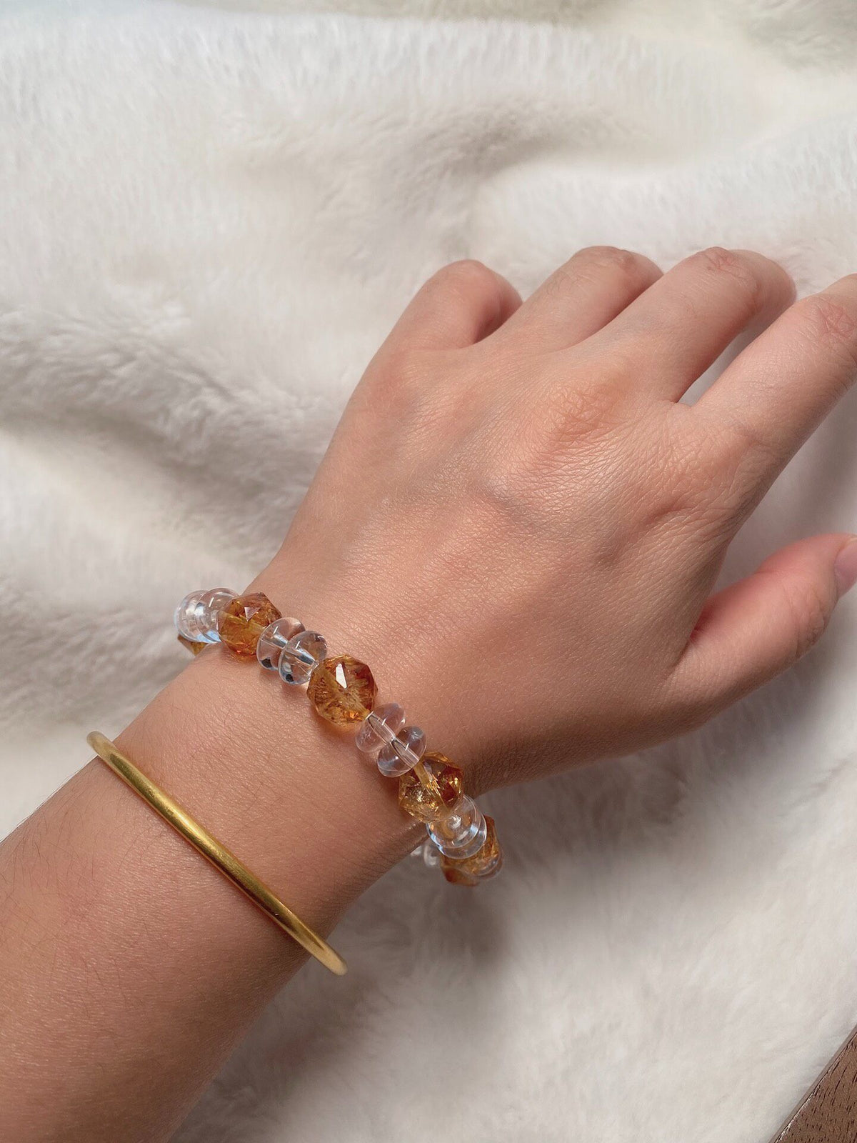 Rutilated Quartz White Quartz Crystal Bracelet