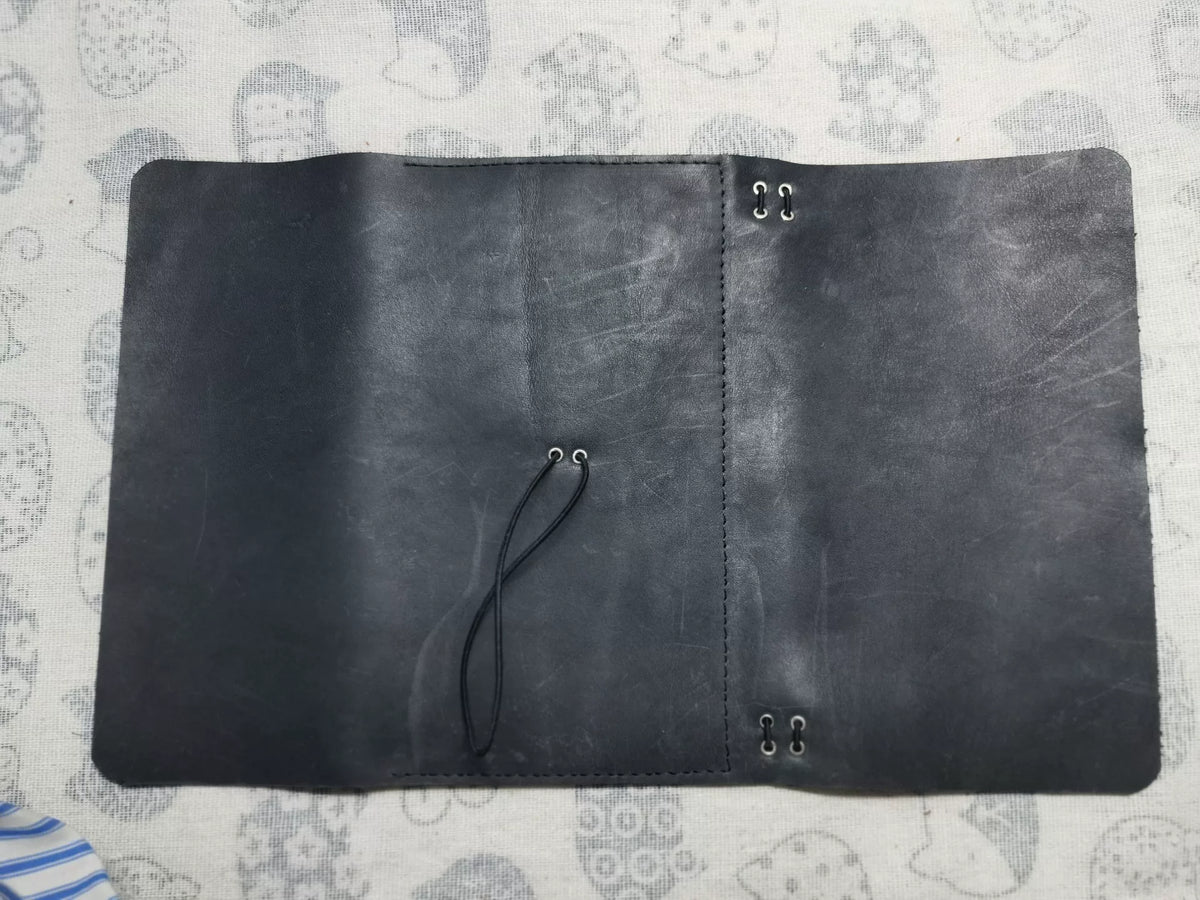 Funda para cuaderno de cuero de tríiegue gris negro