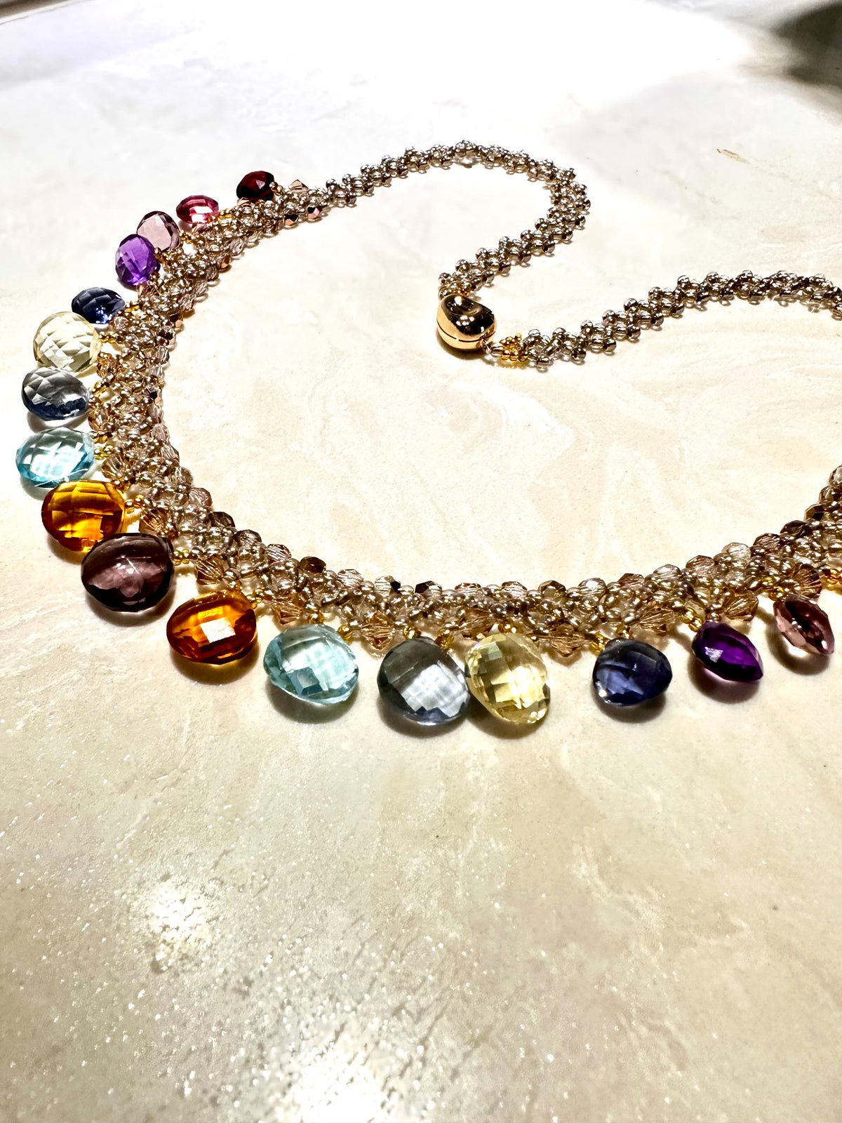 Handmade Quartz Gemstone Necklace Ten Colors