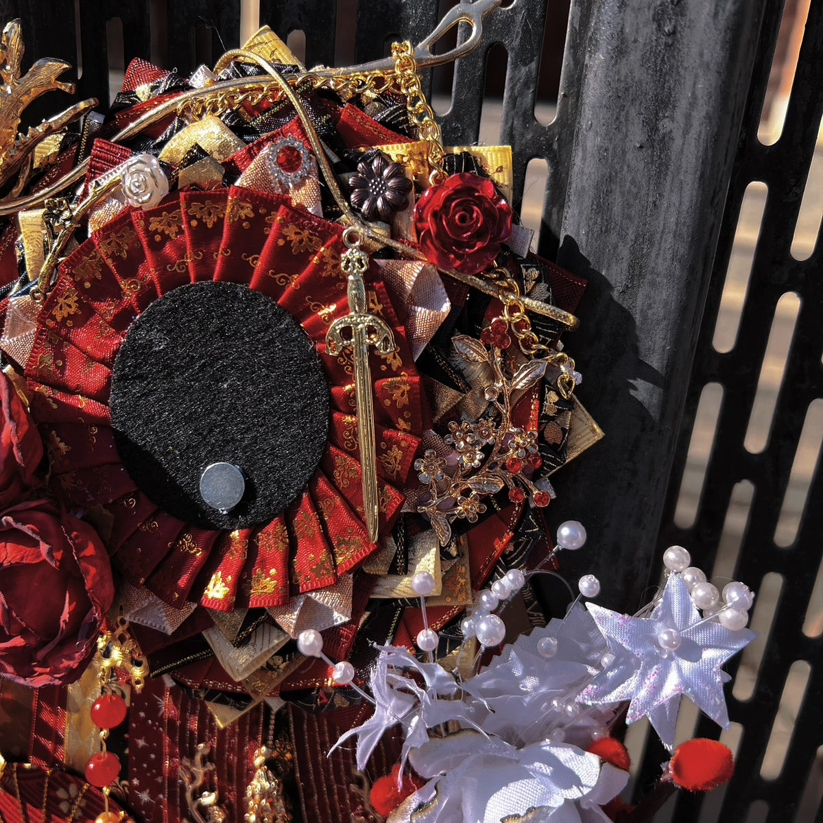 Red Black Gold Phoenix Badge Holder