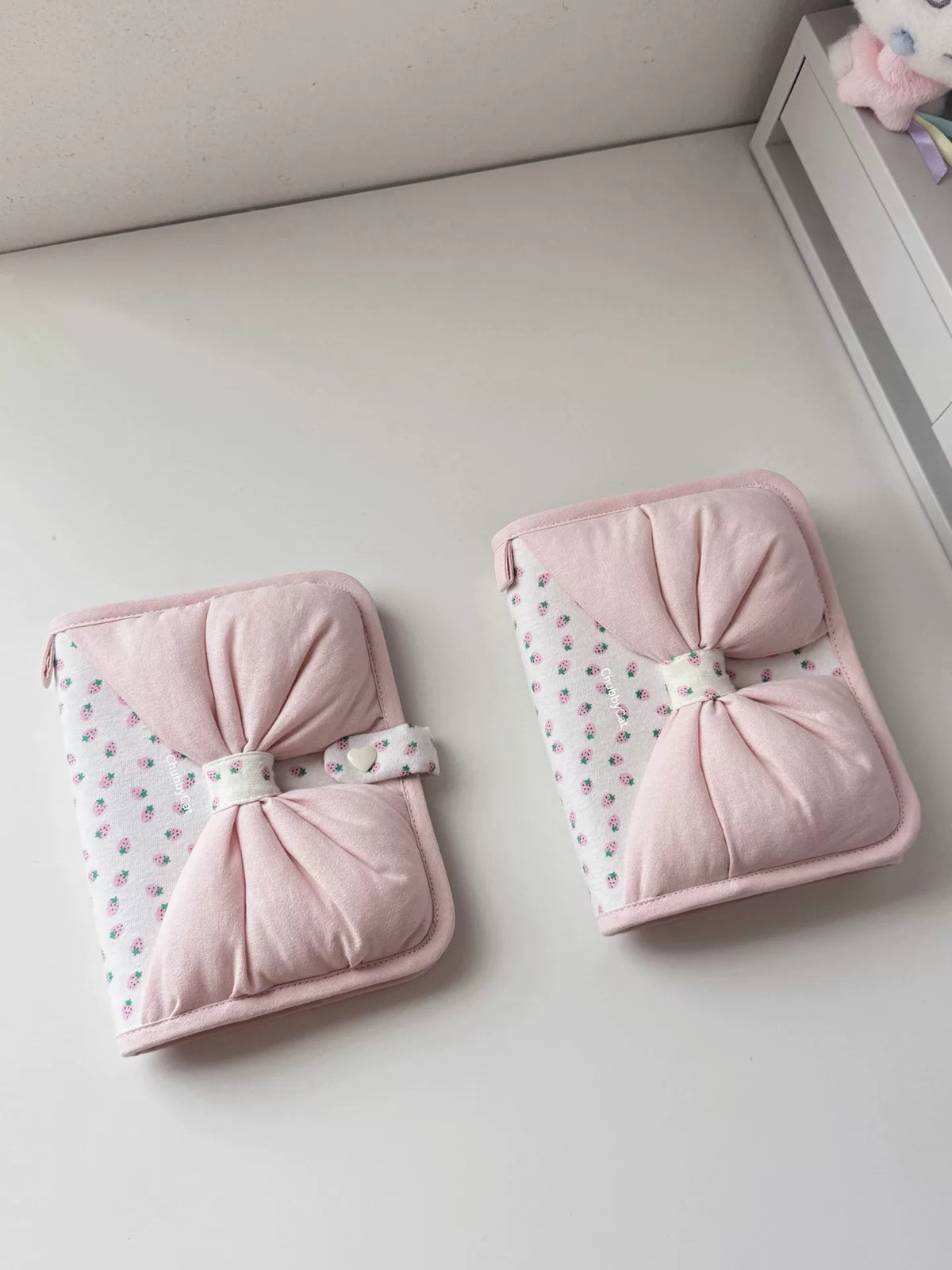 Pink Puffy Bow Fabric Book Cover