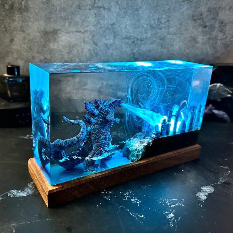 Godzilla Night Light Diorama Wooden Base