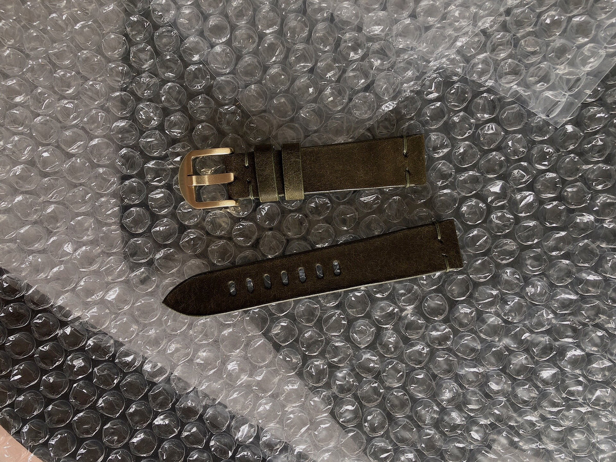 Italian Matte Cowhide Watch Strap Olive Green