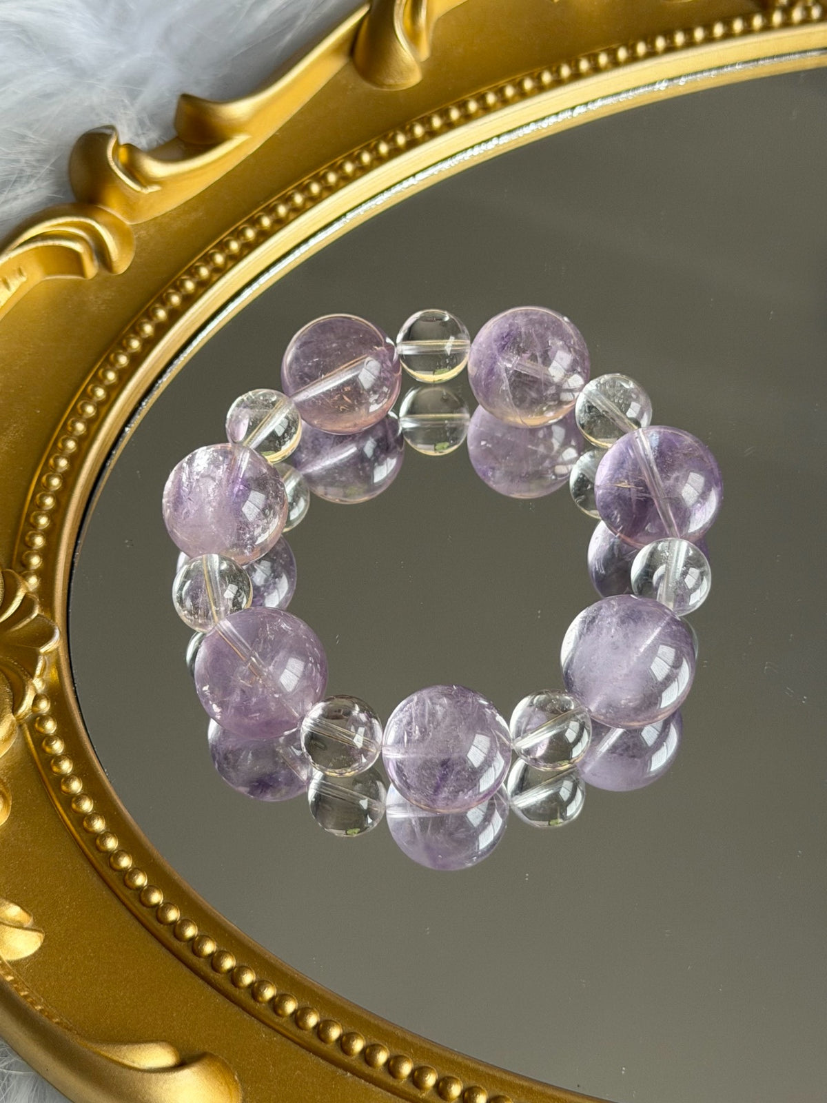 Natural Amethyst Beaded Bracelet 17mm