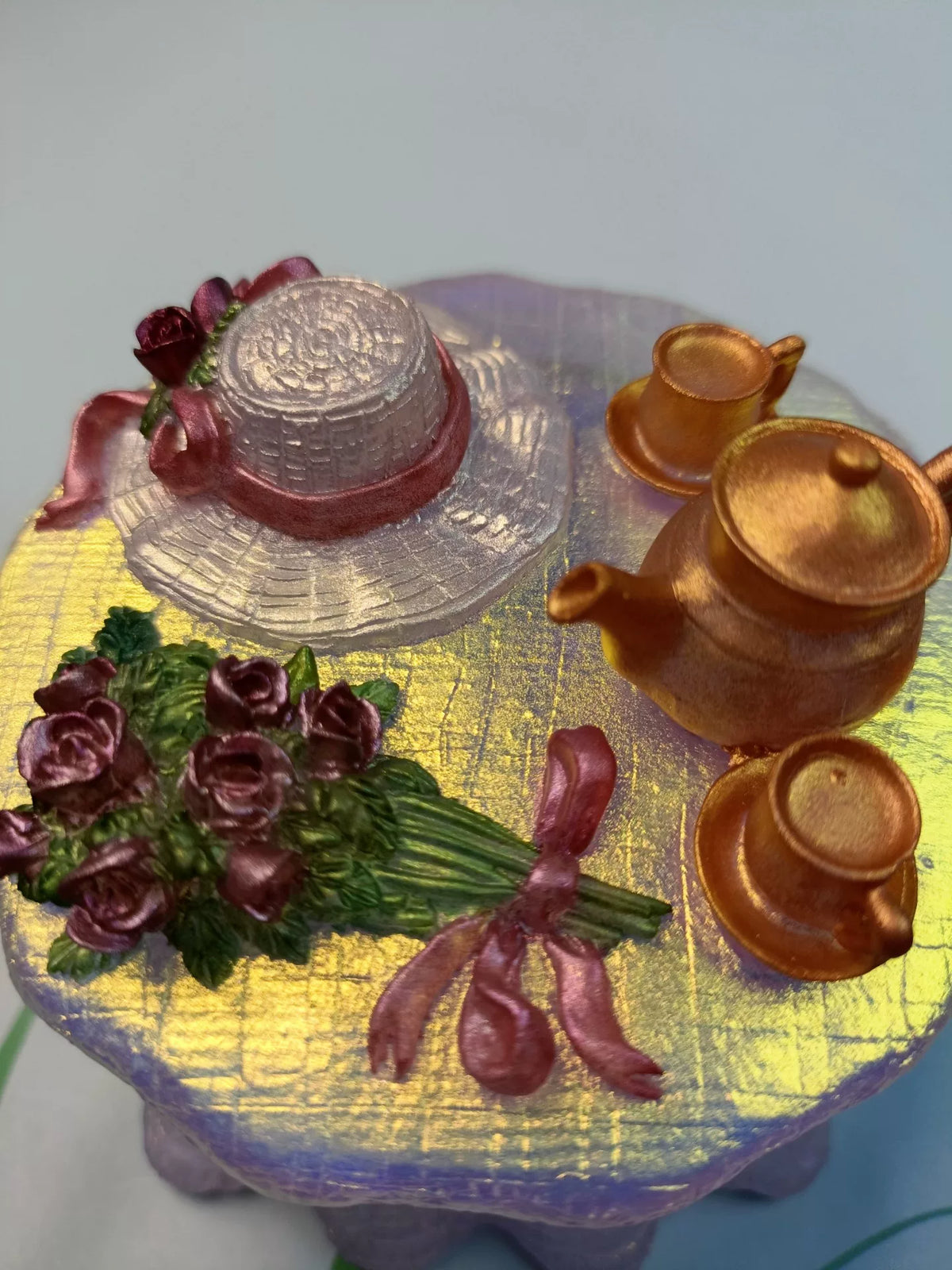 Translucent Lilac Resin Flower Tea Storage Box